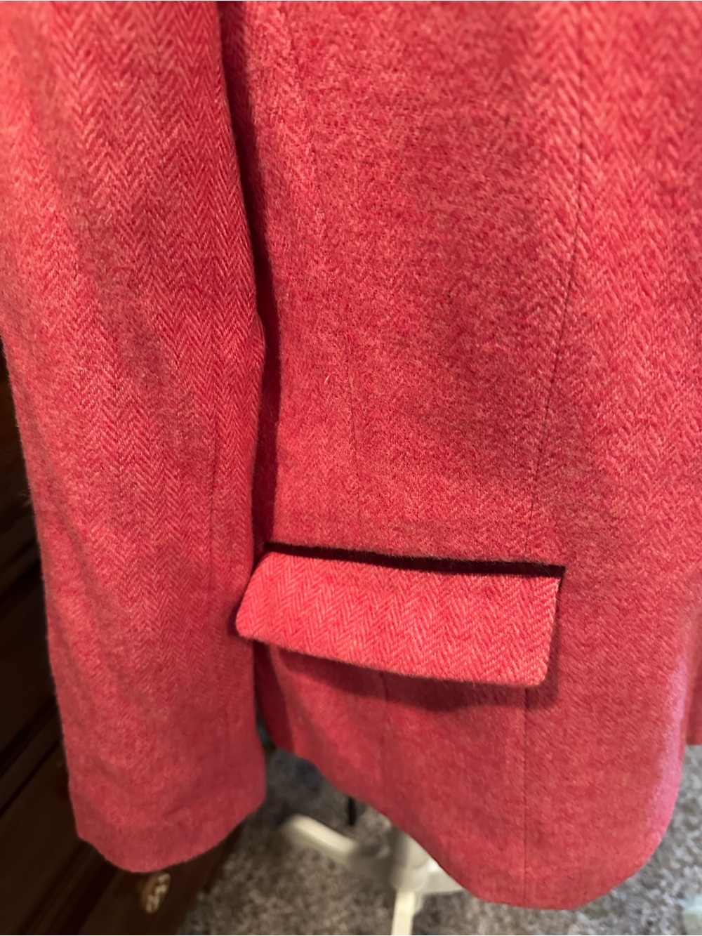 Talbots Red Herringbone Wool-Blend Single-Breasted Blazer - Picture 6 of 12